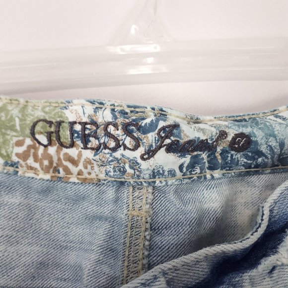 GUESS Distressed Light Wash Denim Jean Mini Skirt - Picture 10 of 12